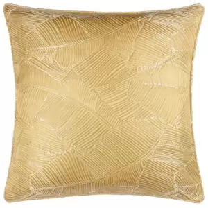 Seymour Embroidered Woven Jacquard Piped Cushion Gold