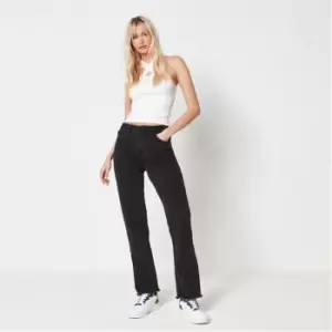 Missguided Tall Wrath Mid Rise Raw Hem Jeans - Black