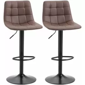 Homcom - Bar Stools Set of 2 Adjustable Counter Barstools W/ Footrest Brown