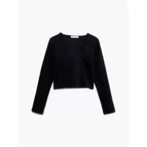 Calvin Klein Jeans Ck Embroidery Cut Out Rib Ls Top - Black