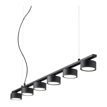 Ideal Lux MINOR - Indoor 6 Light Ceiling Linear Pendant Lamp 6 Lights Black