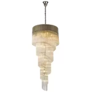 Luminosa Pendant Round 5 Tier 23 Light E14, Polished Nickel, Clear Glass, Item Weight: 56.2kg