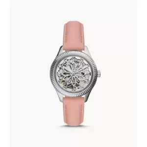 Fossil Womens Rye Automatic Leather Watch - Pink