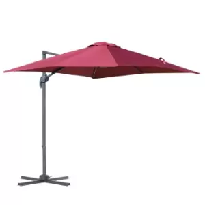 Outsunny 360 Rotation Square Offset Cantilever Parasol - Red