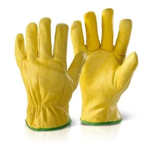 Click2000 Quality Lined Drivers Gloves Yellow L Ref QLDGL Pack 10 Up