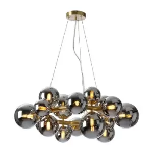 Luminosa Segal Circular Ceiling Pendant, 16 Light G9, Satin Gold, Chrome Plated Glass