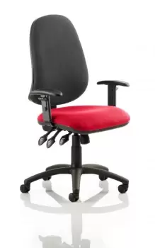 Eclipse XL Lever Task Operator Chair Black Back Bespoke Seat With Height Adjustable Arms In Post Box Red