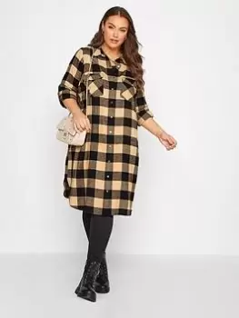 Yours Maxi Check Shirt. Natural/black, Natural, Size 18, Women