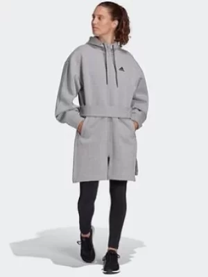 adidas Sportswear Hooded Zip Jacket, Grey Size XL Women