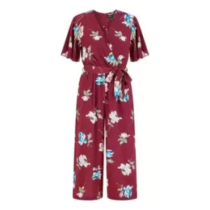 Mela London Burgundy Floral Print Jumpsuit - Red