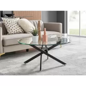 Furniturebox Novara Black And Glass Round Miimalist Coffee Table