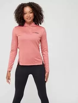 adidas Terrex Womens Mountain Half Zip Top - Pink, Red Size M Women