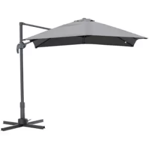 Square Cantilever Roma Parasol 360° Rotation w/ Hand Crank, Grey - Outsunny