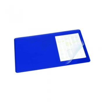 Durable Desk Mat with Transparent Overlay 530 x 400mm Dark Blue 720207