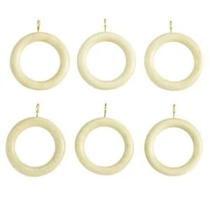 Colours White wash Ash Curtain ring Dia35mm Pack of 6