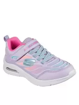 Skechers Girls Microspec Max Airy Color Gore & Strap Heat Embossed Trainer, Lavender, Size 3 Older