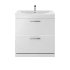 Nuie Athena 800 Floor Standing 2-drawer Vanity & Curved Basin - Gloss Grey Mist