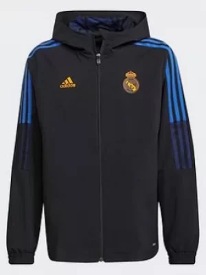 Boys, adidas Real Madrid Tiro Presentation Track Top, Black, Size 7-8 Years