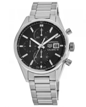 Tag Heuer Carrera Calibre 16 Chronograph Automatic Black Dial Steel Mens Watch CBK2110.BA0715 CBK2110.BA0715