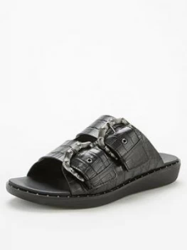 Fitflop Kaia Bamboo Buckle Flat Sandal - Black