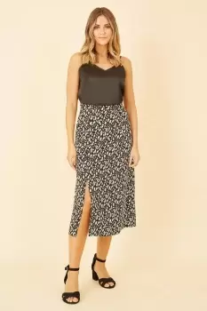 Black Leopard Print Midi Skirt