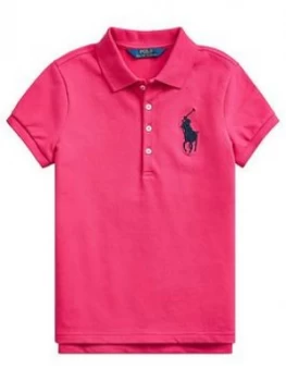 Ralph Lauren Girls Short Sleeve Big Pony Polo Shirt - Bright Pink, Bright Pink, Size Age: 12-14 Years, L, Women