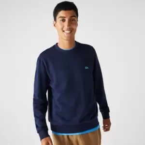 Mens Lacoste Classic Fit Speckled Print Fleece Sweatshirt Size 3 - S Navy Blue