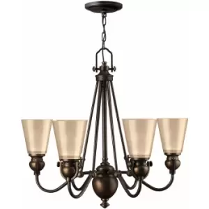 Loops - 6 Bulb Chandelier Hanging Pendant LIght Olde Bronze LED E27 60W Bulb