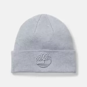 Timberland Tonal 3D Embroidery Beanie For Men In Light Grey, Size ONE