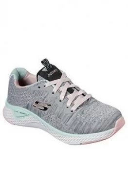 Skechers Girls Solar Fuse Brisk Escape Trainers - Grey, Size 4 Older