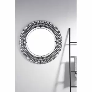 Furniture Box Pearl Small/Medium Silver Stylish Circular Round Modern Living Room Bedroom Wall Mirror (80Cmx80Cm)