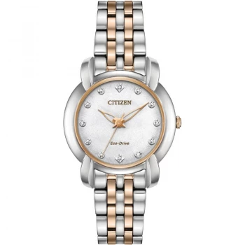 Citizen White And Two Tone 'Ladies Diamond' Eco-Drive Watch - EM0716-58A