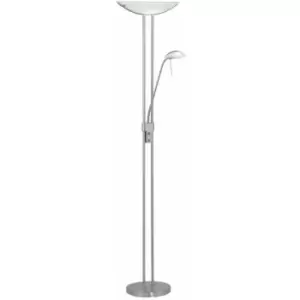 Loops - Floor Lamp Light Satin Nickel Shade White Satin Glass Bulb R7S G9 1x230W 1x33W