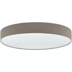 Flush Ceiling Light Colour White Shade Taupe White Fabric Plastic Bulb LED 60W