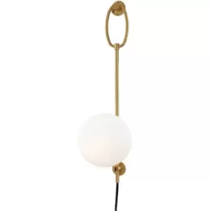 Gina 1 Light Wall Sconce With Plug Brass, Glass