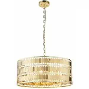 Hanging Ceiling Pendant Light Hex Gold Plate Shade 5 Bulb Modern Dimming Feature