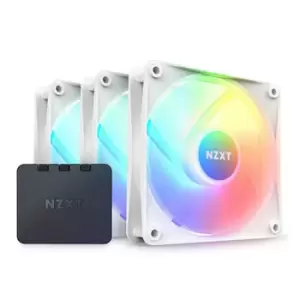 NZXT F120 RGB Core 120mm PWM Fan 3 Pack with Controller White