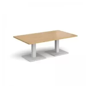 Brescia rectangular coffee table with flat square white bases 1400mm x