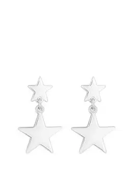 Simply Silver Sterling Silver 925 Double Star Drop Earrings