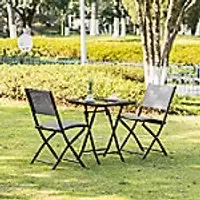 OutSunny Patio Dining Set Black 700 x 700 mm