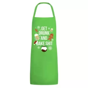 Grindstore Get Drunk And Bake Christmas Apron (One Size) (Green)