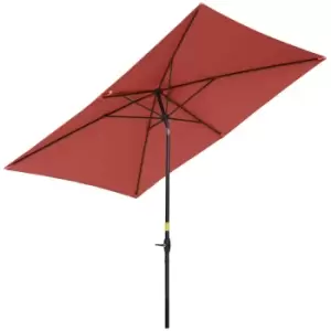 Outsunny 2 X 3M Garden Parasol Rectangular Market Umbrella - Wine Red