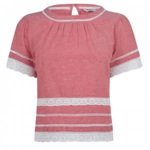 Jack Wills Richborough Lace Trim Festival Tee - Bright Red