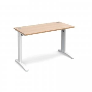 TR10 Straight Desk 1200mm x 600mm - White Frame Beech Top