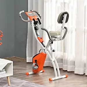 Homcom Folding Stationary Exercise Bike with Band Orange