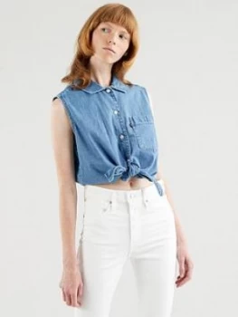 Levis Sleeveless Buttoned Denim Shirt - Blue