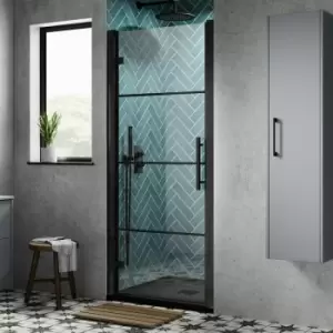 Hudson Reed Apex Black Hinged Shower Door 900mm Wide - 8mm Glass