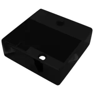 VidaXL Ceramic Square Sink Basin with Faucet Hole - Black