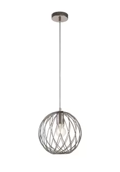 Spherical Caged Ceiling Pendant, 1 x E27, Polished Nickel