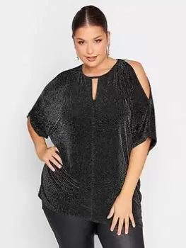 Yours Party Cold Shoulder Cape Top - Silver, Size 26-28, Women